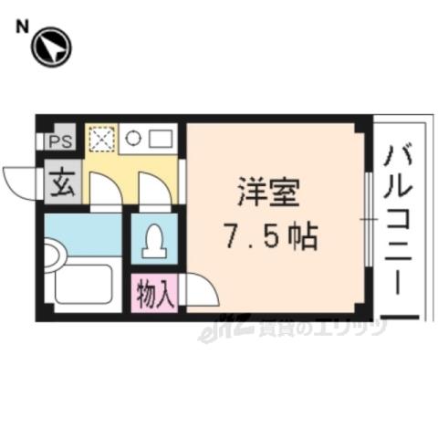 ビューハイツ桂(1K/1階)の間取り写真