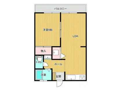 グレースコーポ湯の坂(1LDK/3階)の間取り写真