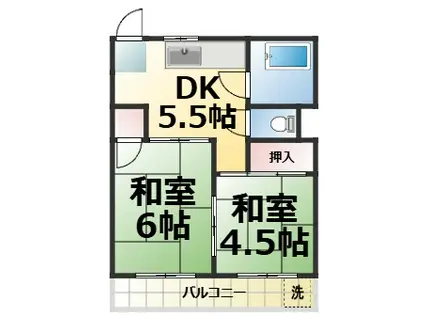 カニエビル(2DK/3階)の間取り写真