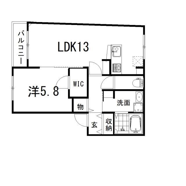 アフェクション丸尾(1LDK/2階)の間取り写真