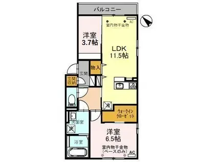 アリビオ駅西(2LDK/3階)の間取り写真