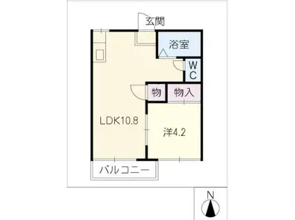 フォーブルY-1(1LDK/2階)の間取り写真