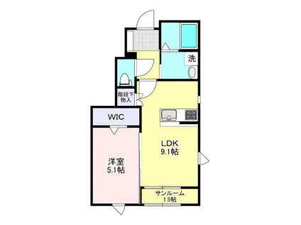 リコルド白坂(1LDK/1階)の間取り写真