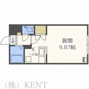 パスカル山の手(1K/2階)の間取り写真