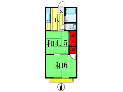 串崎ペアヒル(2K/2階)の間取り写真