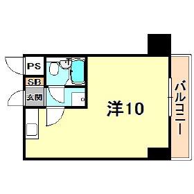 ライオンズマンション三宮(ワンルーム/8階)の間取り写真