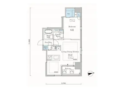 カーサスプレンディッド麻布十番(1LDK/13階)の間取り写真