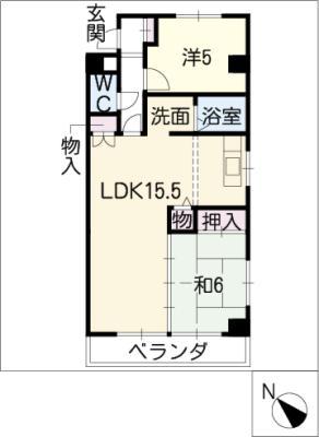 サンハイツ松井(2LDK/5階)の間取り写真