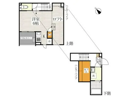 CB福津サントバウム(1K/2階)の間取り写真