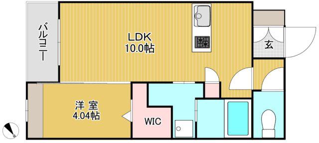 アスシード春日宝町(1LDK/1階)の間取り写真