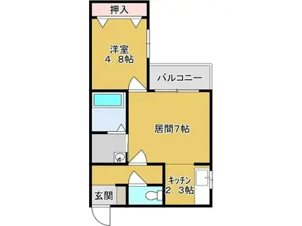 オルタナティブN17(1LDK/2階)の間取り写真
