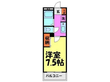 クレール宝塚II(1K/2階)の間取り写真