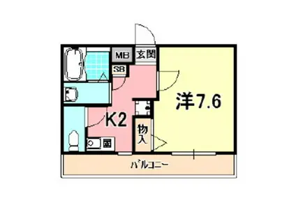 ラポールF(1K/3階)の間取り写真