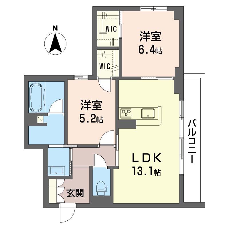 シュプリーム(2LDK/2階)の間取り写真