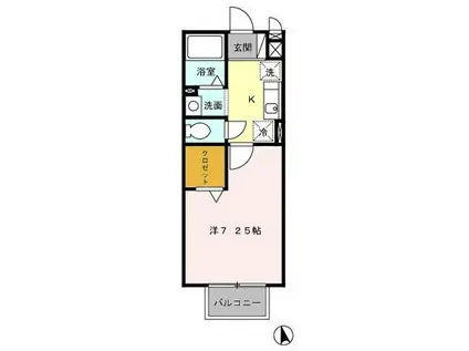 エスポワール(1K/1階)の間取り写真