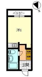 ドミトリーI(ワンルーム/1階)の間取り写真