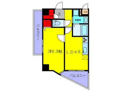 カスタリア新梅田(1LDK/10階)の間取り写真