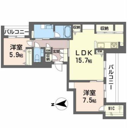 カーサ・カリダ(2LDK/3階)の間取り写真