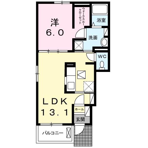オーク ヴィレッジIII(1LDK/1階)の間取り写真