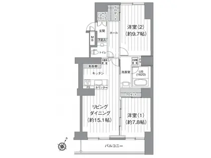 ティーズ ガーデン北柏 1号棟(2LDK/1階)の間取り写真