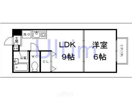 グリーンヒル伊勢田(1LDK/1階)の間取り写真