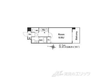 カサルテ吹田青葉丘(1K/4階)の間取り写真