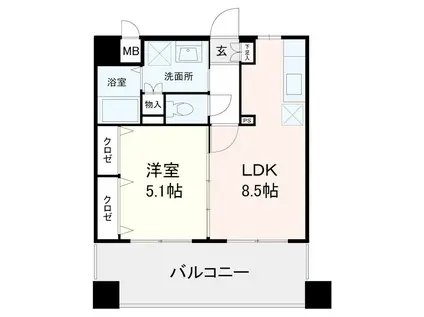 グラディート(1LDK/3階)の間取り写真