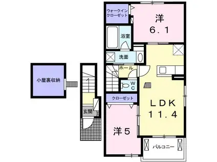 メゾンド シュシュ ノース(2LDK/2階)の間取り写真