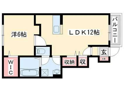 エスラル(1LDK/1階)の間取り写真