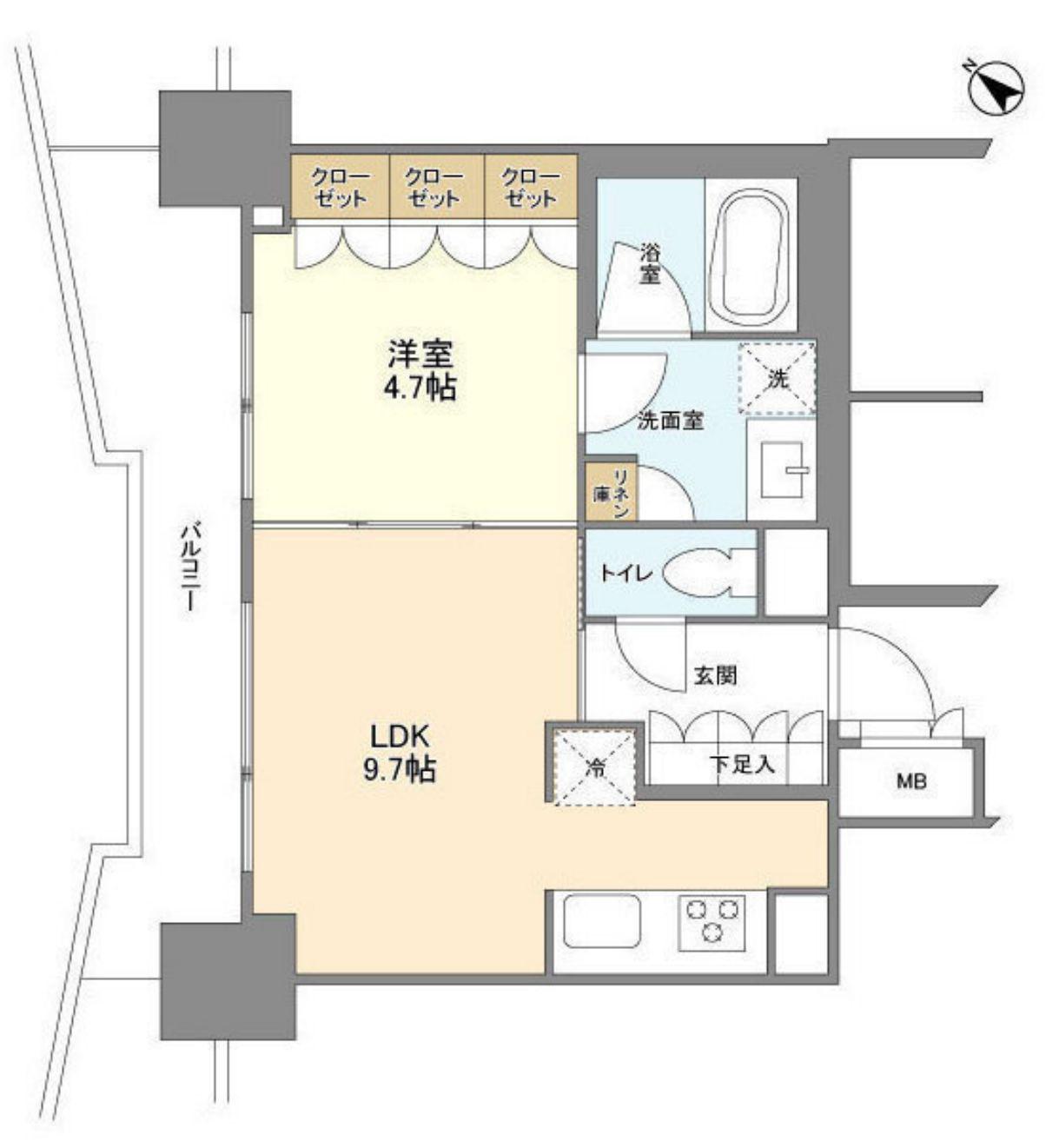 LASANTE五反田(1LDK/7階)の間取り写真