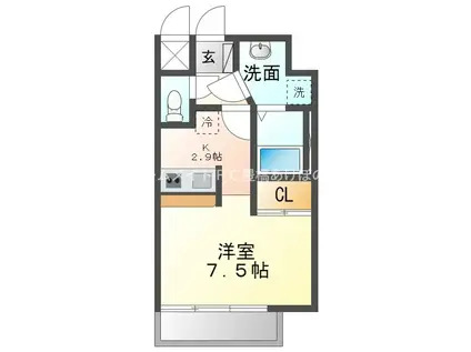 クレシタ大国(ワンルーム/2階)の間取り写真