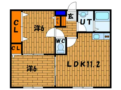 リバティ海岸町II(2DK/4階)の間取り写真