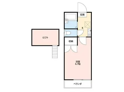 ハッピーハイツ(1K/2階)の間取り写真