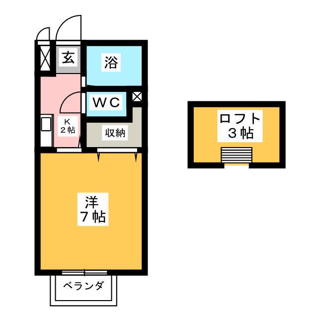 ミルキーウェイ(1K/2階)の間取り写真