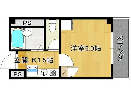 エルミタージュ都(1K/2階)の間取り写真