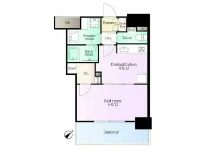 ノーブル代々木上原(1DK/2階)の間取り写真