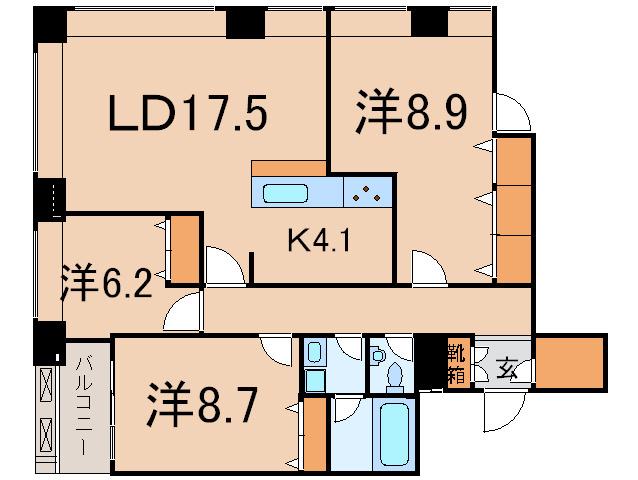 レジディアタワー麻布十番(3LDK/19階)の間取り写真