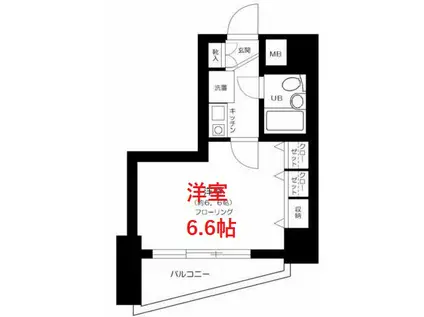 ナイスアーバン大井(1K/4階)の間取り写真