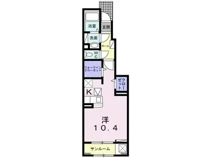 プルミエールII(ワンルーム/1階)の間取り写真