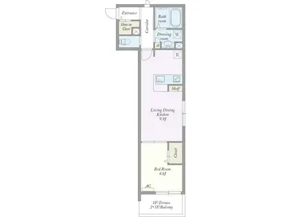 DOLCE大塚(1LDK/1階)の間取り写真