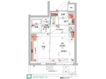 ベルグレードSI(1DK/4階)の間取り写真