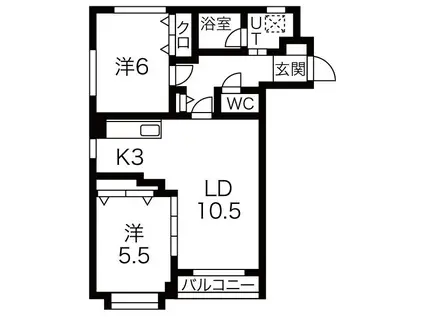 ノヴァウィング東札幌(2LDK/4階)の間取り写真