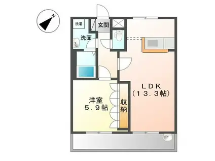 POPPY西原(1LDK/1階)の間取り写真