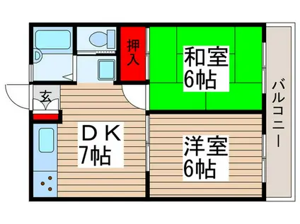 サンハイム中山(2DK/2階)の間取り写真