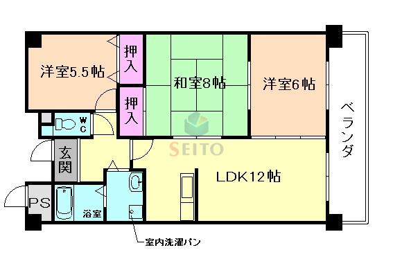 パラッツォデラルナ(3LDK/5階)の間取り写真