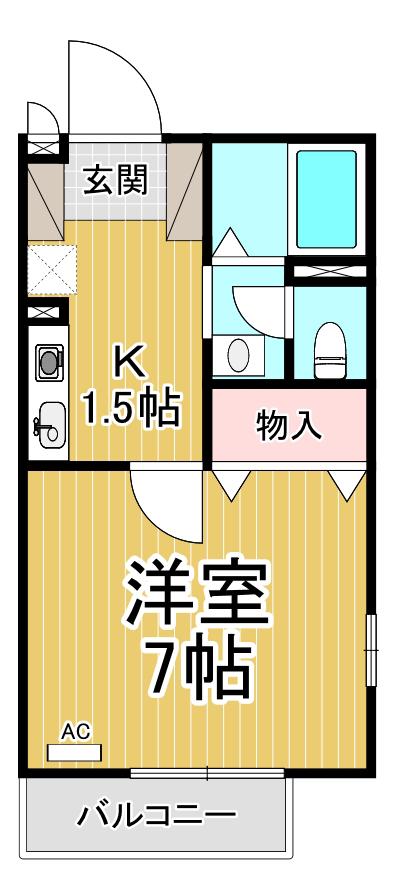 エスポワールⅡ(1K/1階)の間取り写真