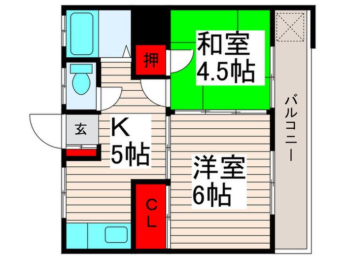 銀英ハイツ(2K/2階)の間取り写真