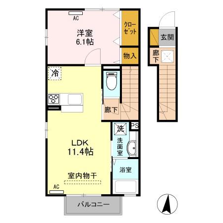 ロイヤルテラス(1LDK/2階)の間取り写真