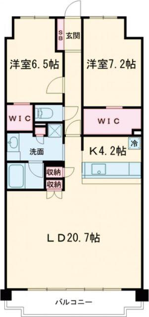 ローレルコート姫路大手前通(2LDK/6階)の間取り写真