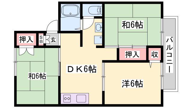 セジュール巽(3DK/1階)の間取り写真
